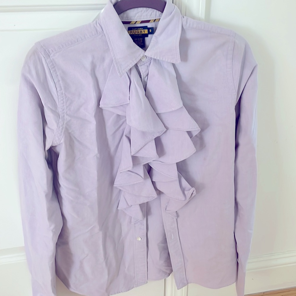 Ralph Lauren Purple Ruffled Long Sleeve Blouse